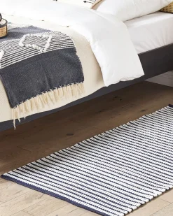 Tapete Em Algodao Branco E Azul 80 X 150 Cm Sofulu