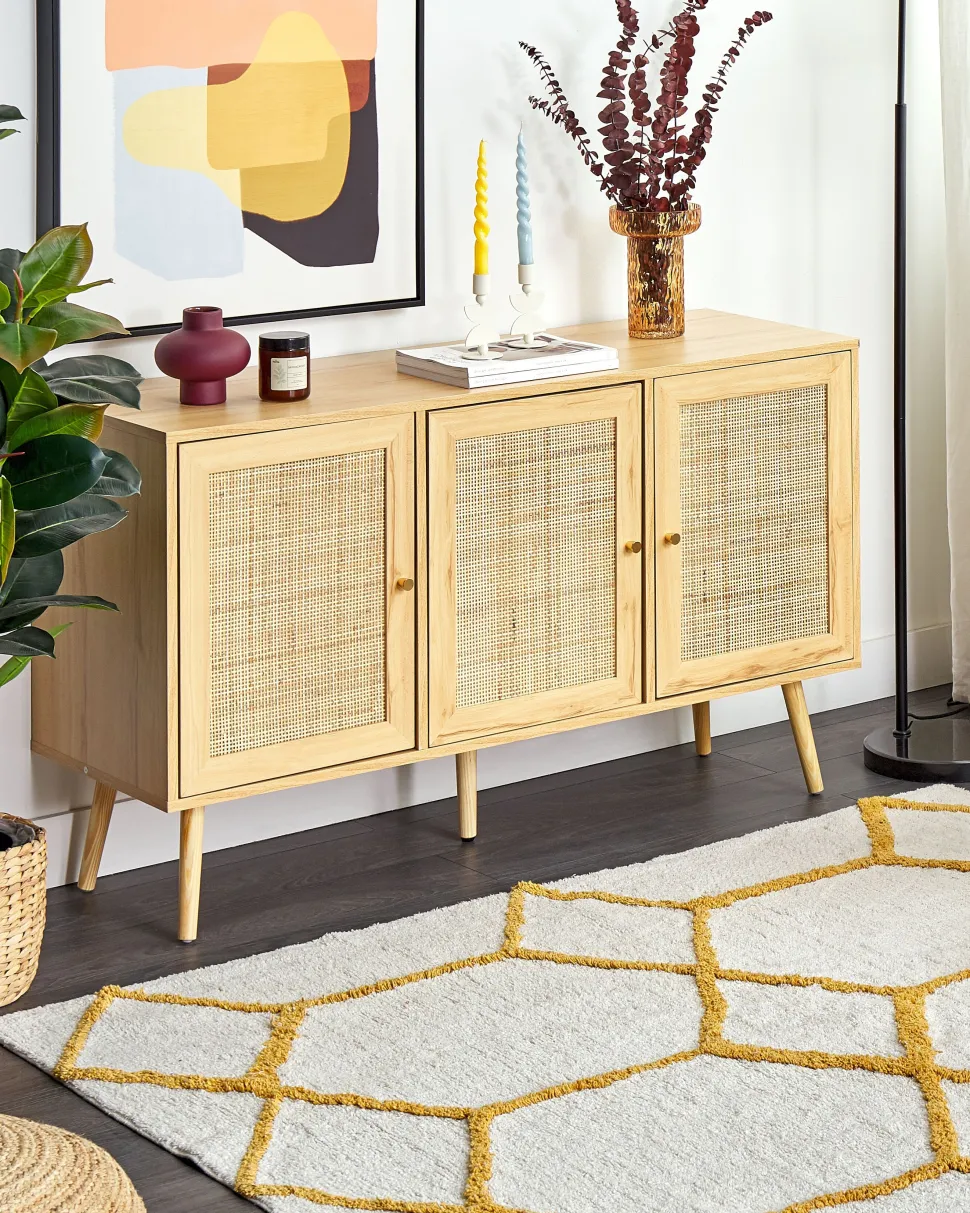 Tapete Em Algodao Branco E Amarelo 160 X 230 Cm Beyler