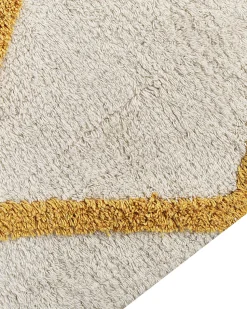 Tapete Em Algodao Branco E Amarelo 160 X 230 Cm Beyler