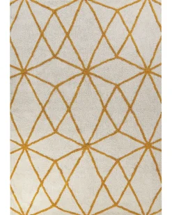 Tapete Em Algodao Branco E Amarelo 160 X 230 Cm Marand