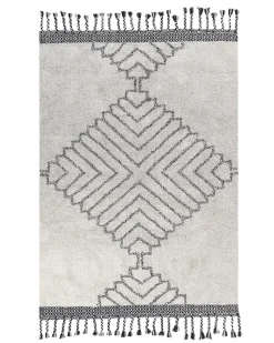 Tapete Em Algodao Branco E Preto 140 X 200 Cm Eray