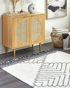 Tapete Em Algodao Branco E Preto 140 X 200 Cm Eray