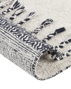 Tapete Em Algodao Branco E Preto 140 X 200 Cm Eray