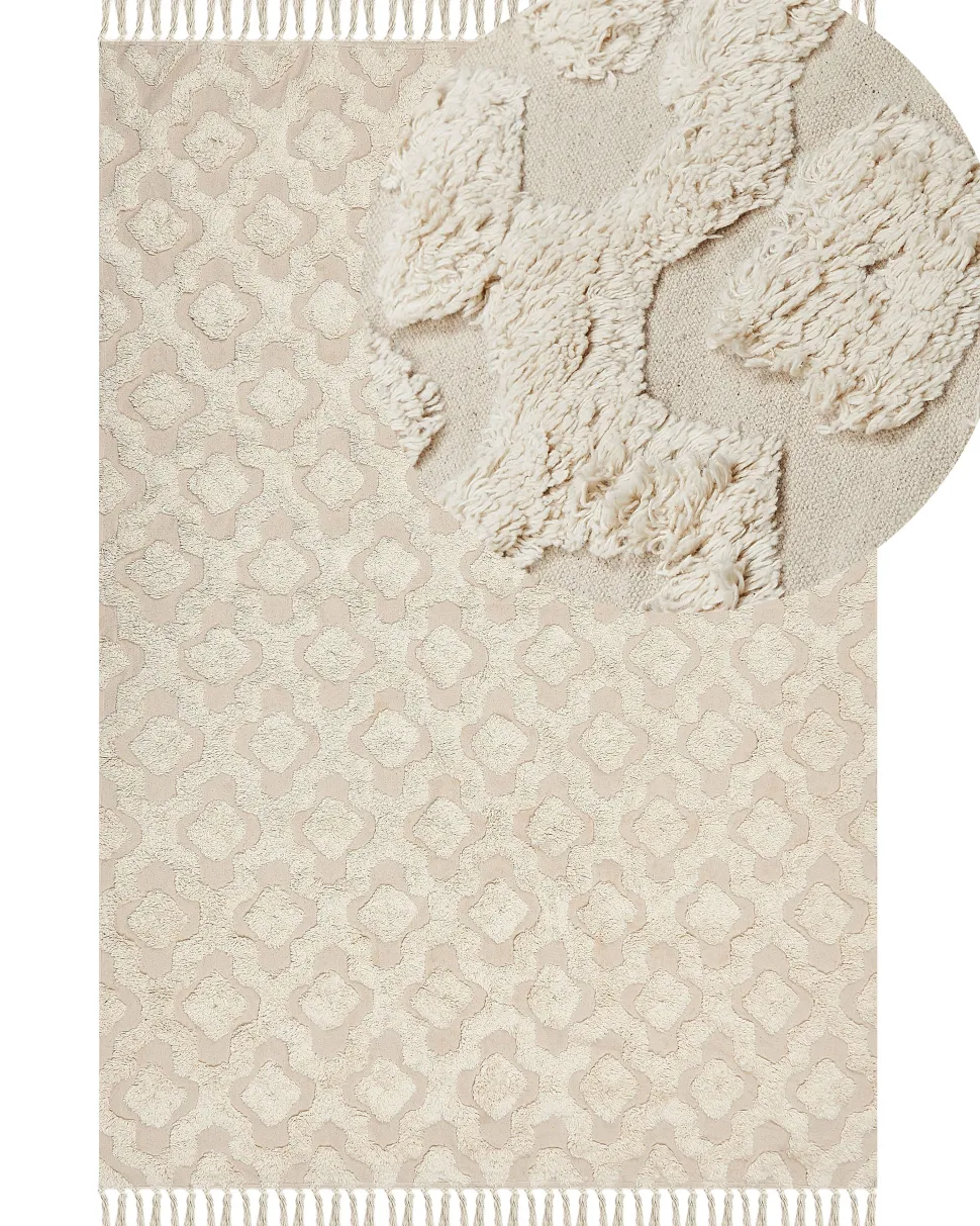 Tapete Em Algodao Creme 160 X 230 Cm Aksaray