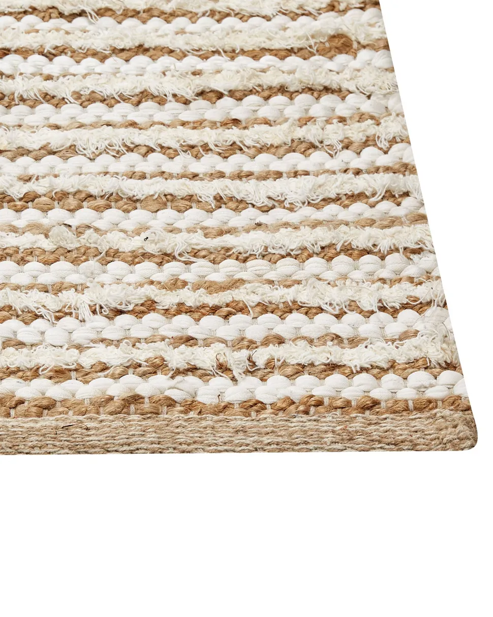 Tapete Em Algodao Creme E Branco 200 X 300 Cm Barkhan