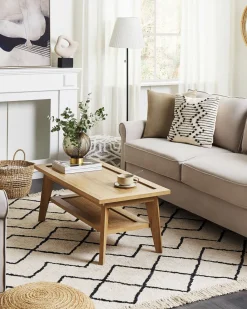 Tapete Em Algodao Creme E Preto 160 X 230 Cm Eldes