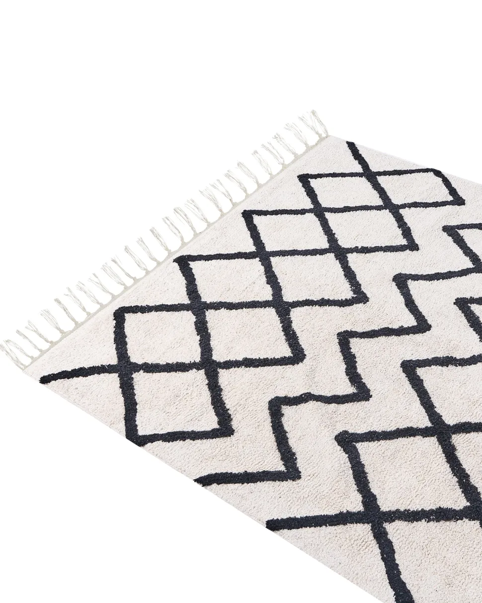 Tapete Em Algodao Creme E Preto 160 X 230 Cm Eldes
