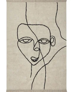 Tapete Em Algodao Creme E Preto 160 X 230 Cm Nuru