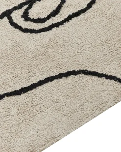Tapete Em Algodao Creme E Preto 160 X 230 Cm Nuru