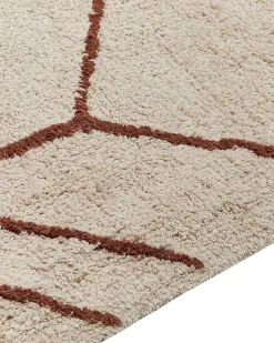 Tapete Em Algodao Creme E Castanho 200 X 200 Cm Akoren