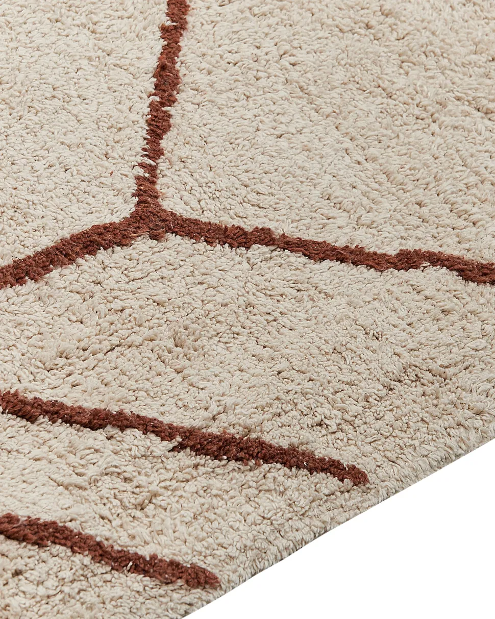 Tapete Em Algodao Creme E Castanho 200 X 200 Cm Akoren