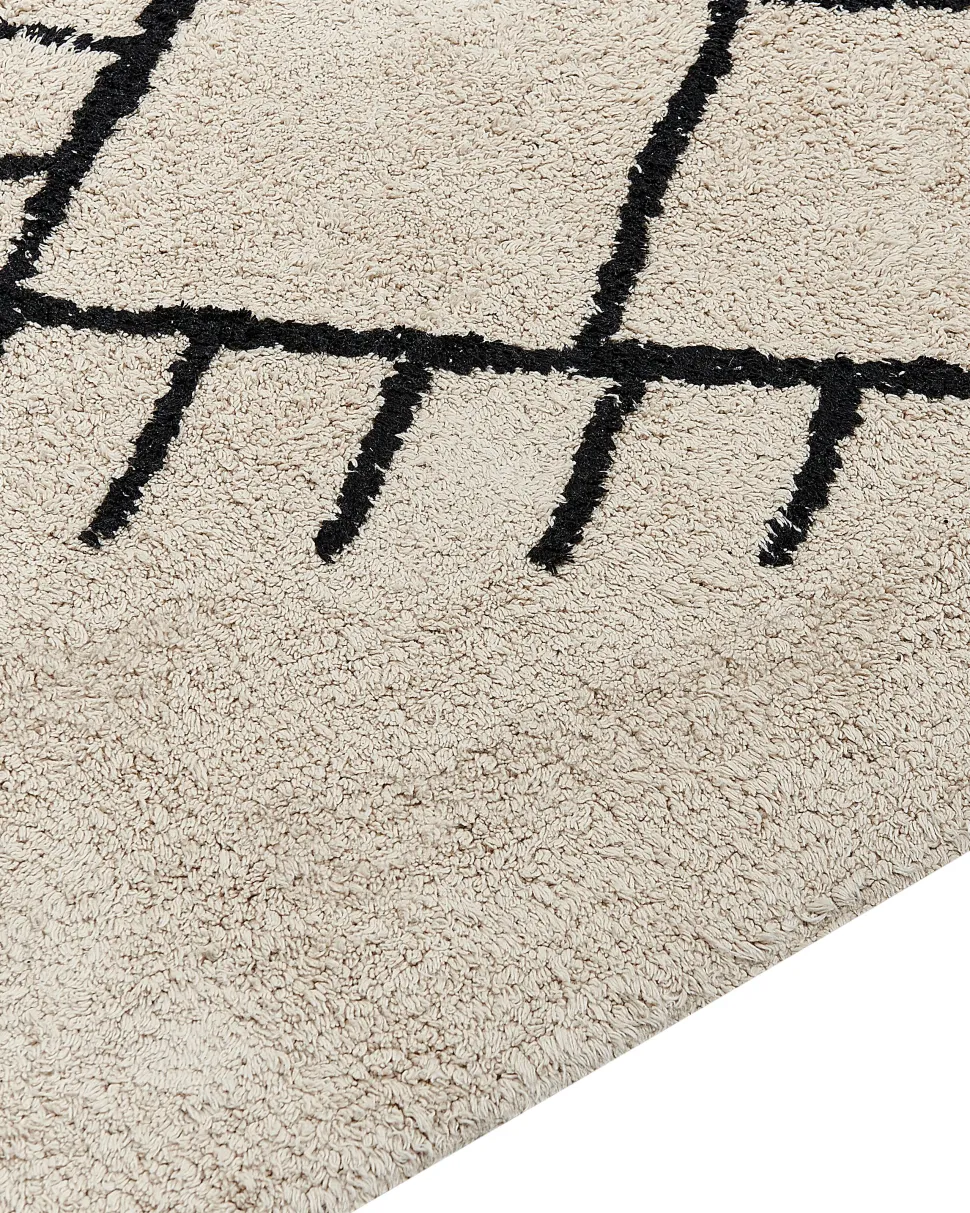 Tapete Em Algodao Creme E Preto 160 X 230 Cm Erler