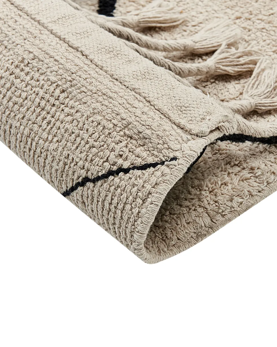 Tapete Em Algodao Creme E Preto 160 X 230 Cm Erler