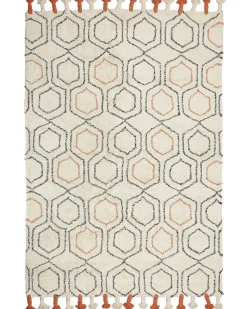 Tapete Em Algodao Creme E Laranja 160 X 230 Cm Hajipur