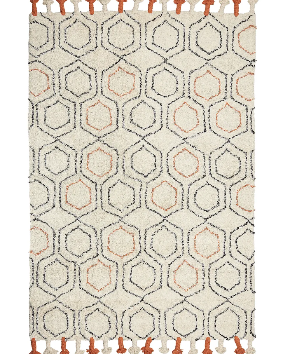 Tapete Em Algodao Creme E Laranja 160 X 230 Cm Hajipur