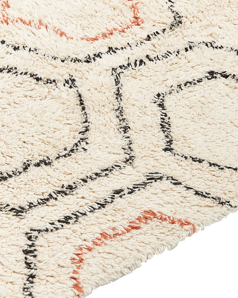 Tapete Em Algodao Creme E Laranja 160 X 230 Cm Hajipur