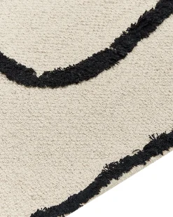 Tapete Em Algodao Creme E Preto 160 X 230 Cm Konur