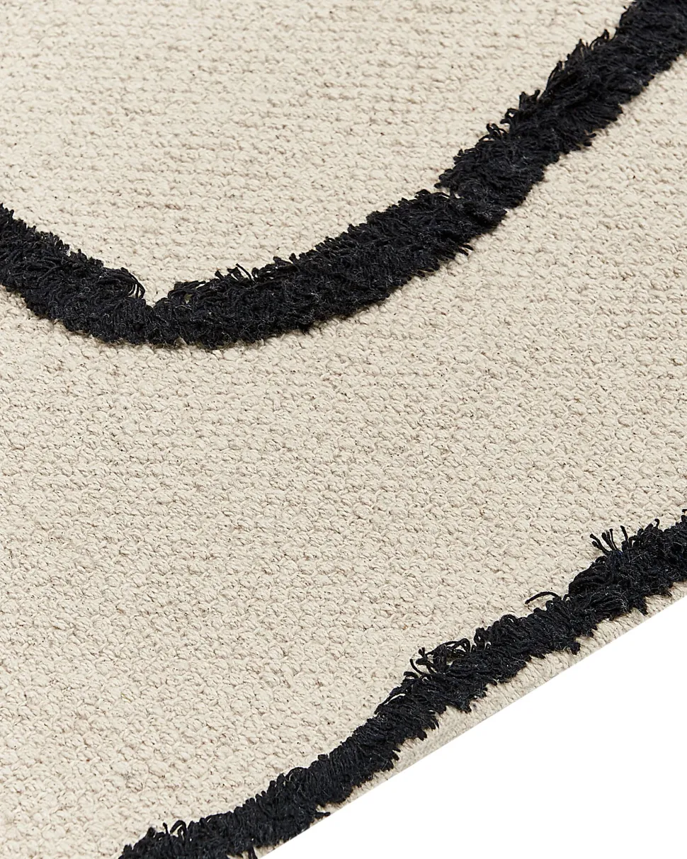 Tapete Em Algodao Creme E Preto 160 X 230 Cm Konur