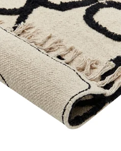 Tapete Em Algodao Creme E Preto 160 X 230 Cm Konur