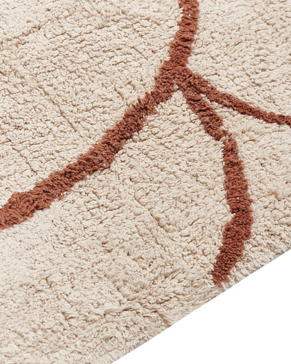 Tapete Em Algodao Creme E Castanho 200 X 200 Cm Avdan