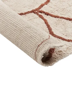 Tapete Em Algodao Creme E Castanho 200 X 200 Cm Avdan