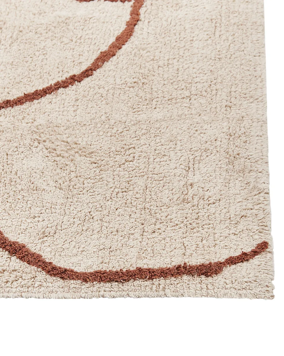 Tapete Em Algodao Creme E Castanho 200 X 200 Cm Avdan