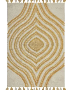 Tapete Em Algodao Creme E Amarelo 160 X 230 Cm Bingol