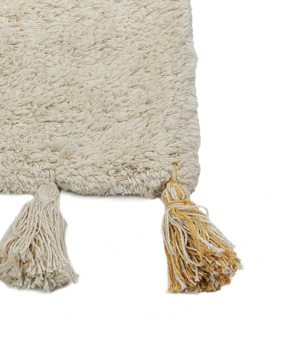 Tapete Em Algodao Creme E Amarelo 160 X 230 Cm Bingol