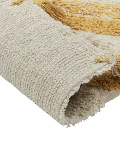 Tapete Em Algodao Creme E Amarelo 160 X 230 Cm Bingol