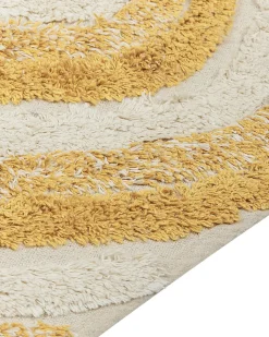 Tapete Em Algodao Creme E Amarelo 160 X 230 Cm Bingol