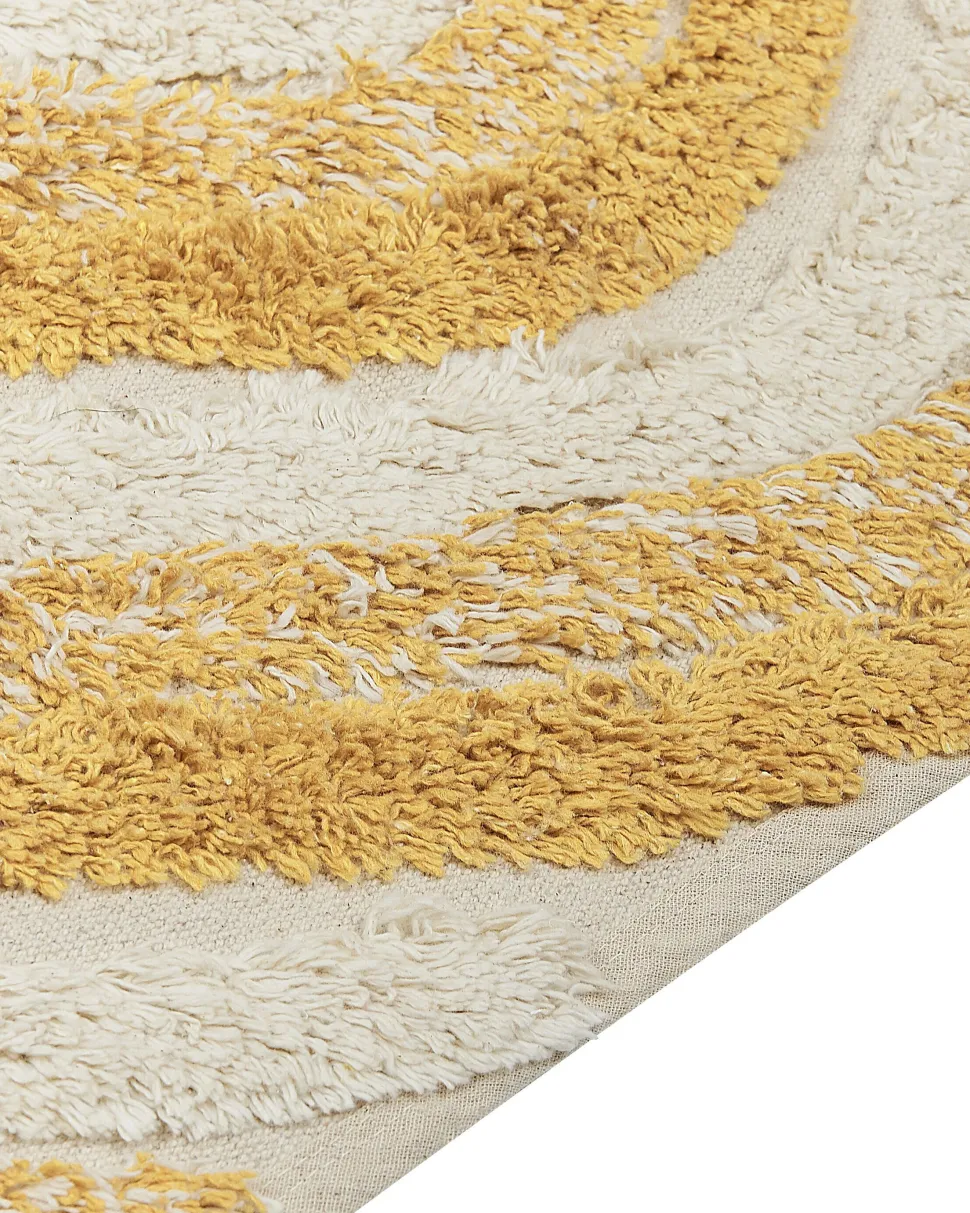 Tapete Em Algodao Creme E Amarelo 160 X 230 Cm Bingol