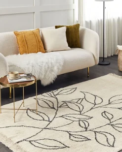 Tapete Em Algodao Creme E Preto 160 X 230 Cm Sazli