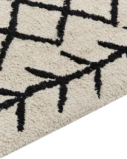 Tapete Em Algodao Creme E Preto 160 X 230 Cm Bozkir
