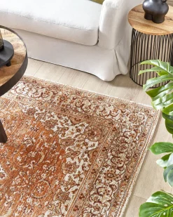 Tapete Em Algodao Laranja E Creme 160 X 230 Cm Hayat