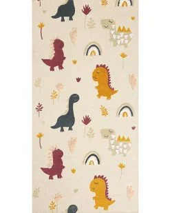 Tapete Em Algodao Multicolor Com Impressao De Dinossauros 80 X 150 Cm Tiop