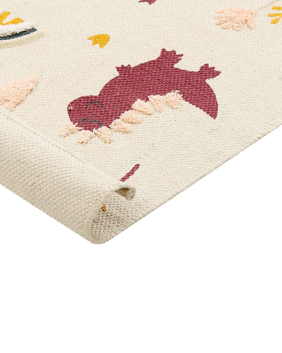 Tapete Em Algodao Multicolor Com Impressao De Dinossauros 80 X 150 Cm Tiop