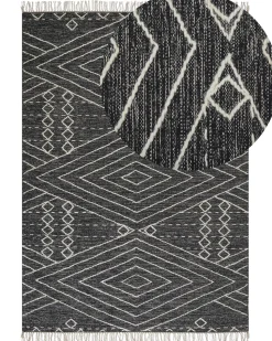 Tapete Em Algodao Preto E Branco 160 X 230 Cm Khenifra