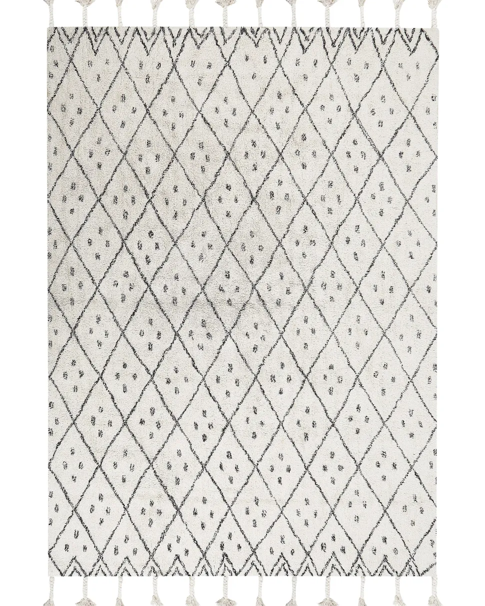 Tapete Em Algodao Preto E Branco 160 X 230 Cm Agadir