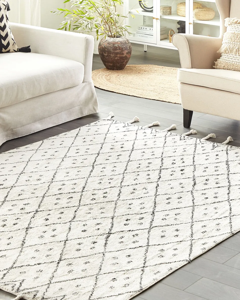 Tapete Em Algodao Preto E Branco 160 X 230 Cm Agadir