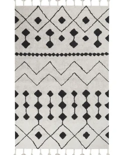 Tapete Em Algodao Preto E Branco 160 X 230 Cm Khemisset