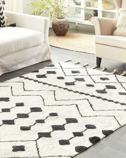 Tapete Em Algodao Preto E Branco 160 X 230 Cm Khemisset