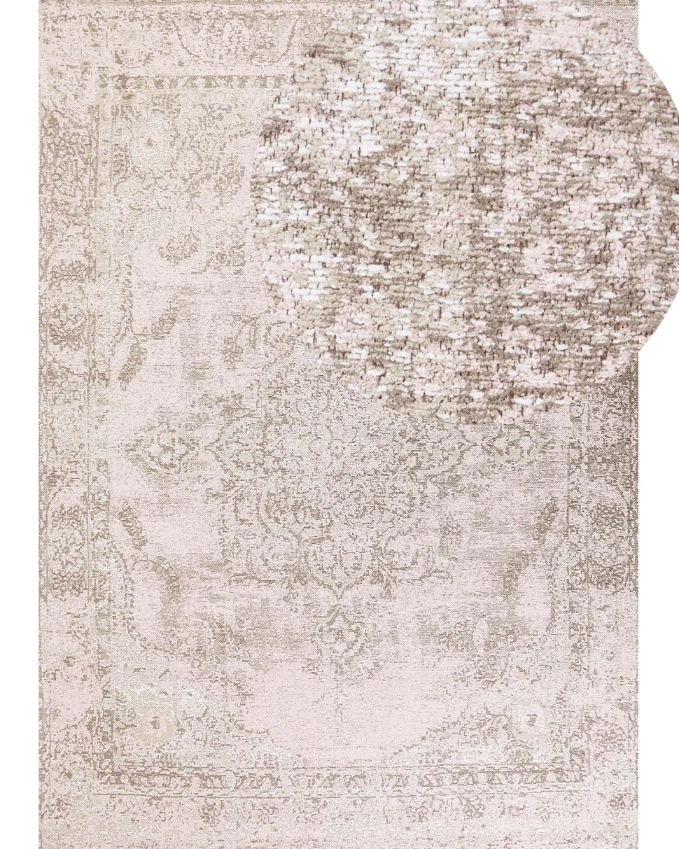 Tapete Em Algodao Rosa E Creme 160 X 230 Cm Matarim