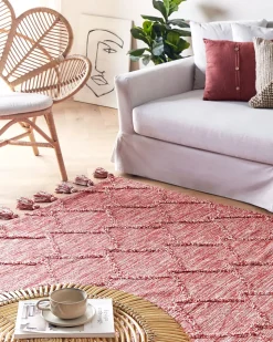 Tapete Em Algodao Vermelho E Branco 160 X 230 Cm Nidge