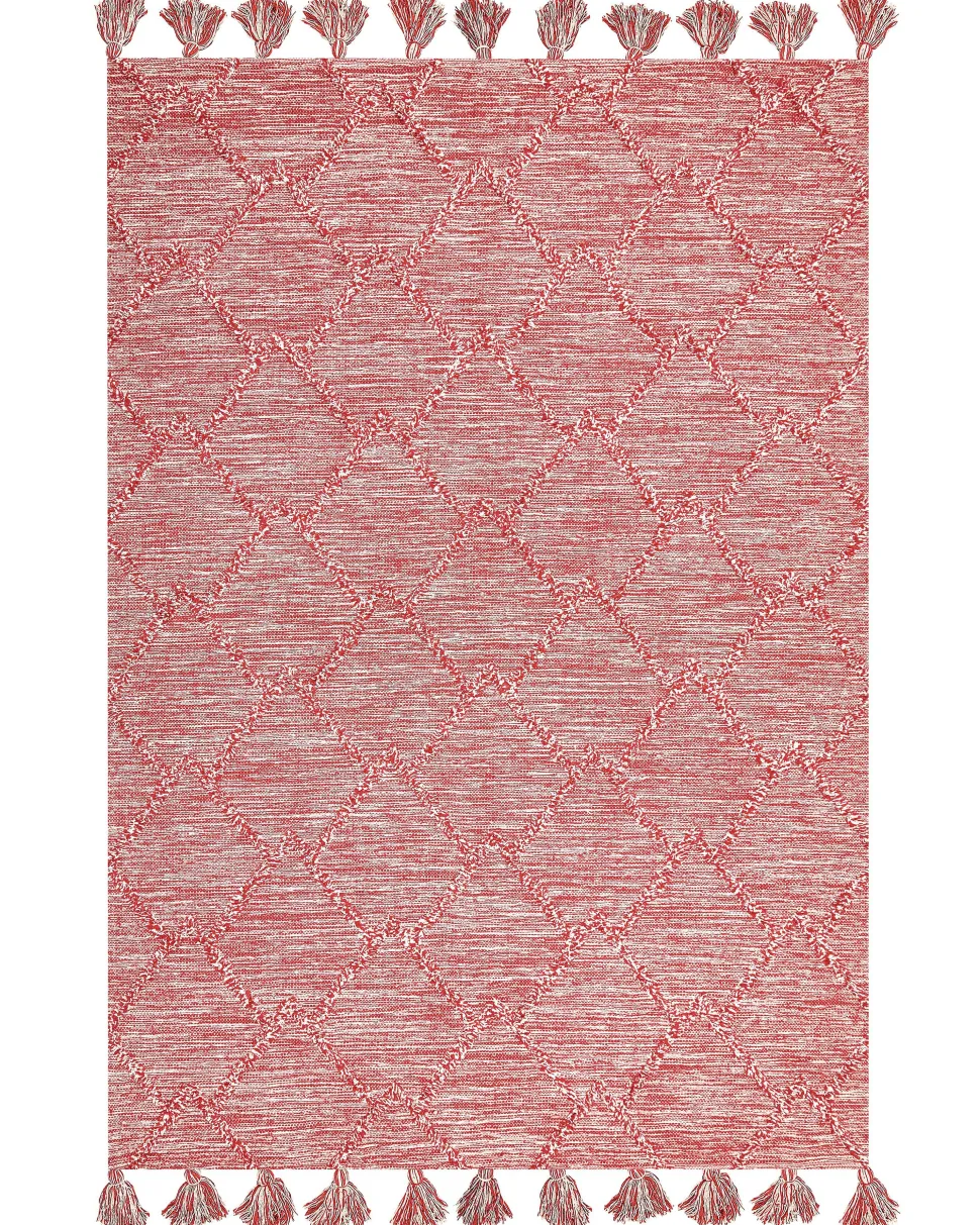 Tapete Em Algodao Vermelho E Branco 160 X 230 Cm Nidge