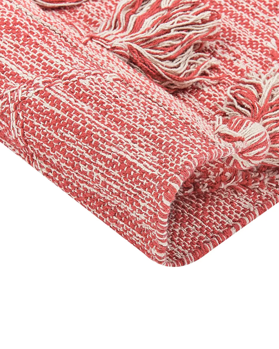 Tapete Em Algodao Vermelho E Branco 160 X 230 Cm Nidge