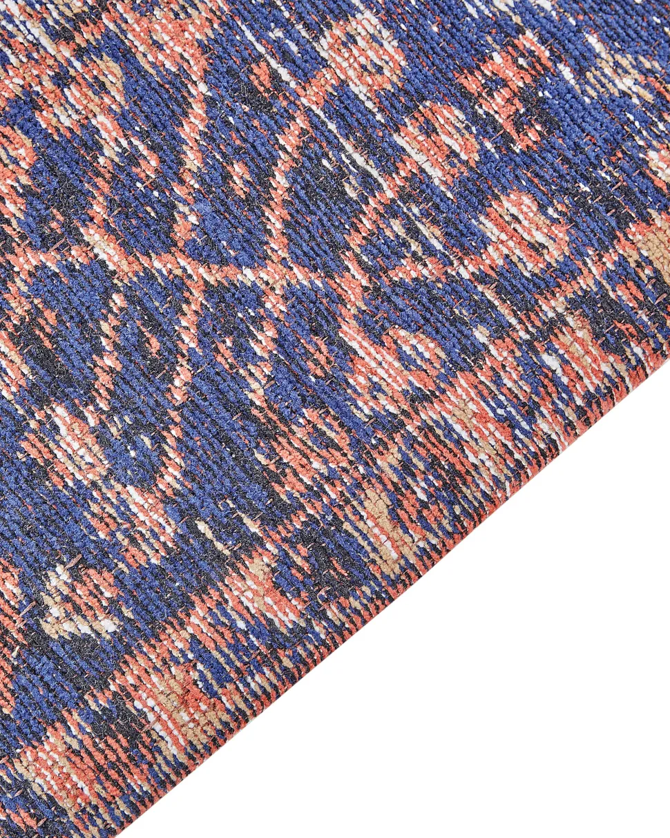 Tapete Em Algodao Vermelho E Azul 140 X 200 Cm Kurin