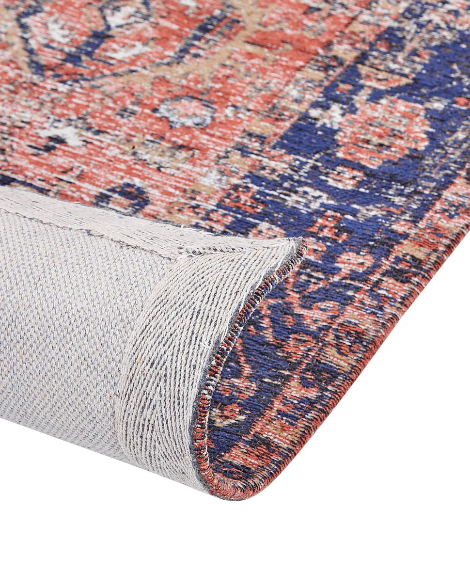 Tapete Em Algodao Vermelho E Azul 140 X 200 Cm Kurin