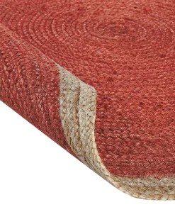 Tapete Em Juta Vermelho Coral E Creme 120 Cm Menemen