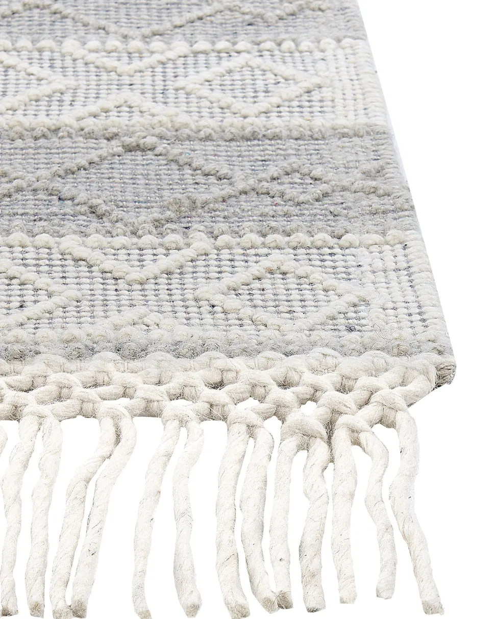 Tapete Em La Cinzento E Branco Creme 160 X 230 Cm Tonya