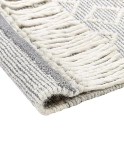 Tapete Em La Cinzento E Branco Creme 160 X 230 Cm Tonya